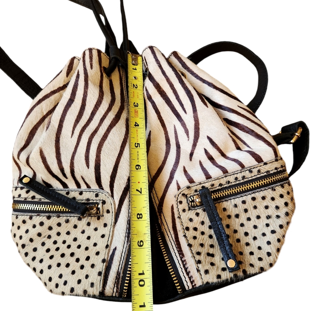 River Island Mini Backpack Black Cream Leather Cowhide Animal Zebra Bag Women's - Picture 8 of 8